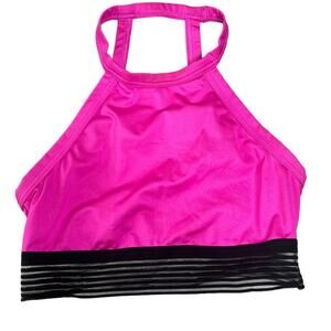 Victoria's Secret Sport hot pink high neck halter style open back sports bra Sm